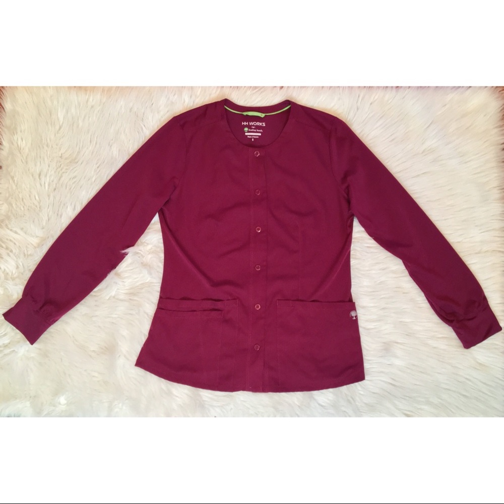 Healing Hands wine scrub jacket size small